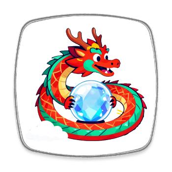 Dragon and Crystal Sphere - Square fridge magnet - white - Front