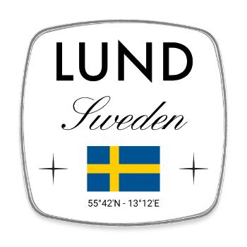 Lund Sweden Coordinates Travel Souvenir - Square fridge magnet - white - Front
