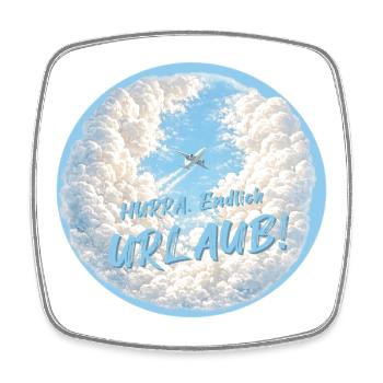 Hurra endlich Urlaub Urlaubszeit Urlaubstimmung - Viereckiger Kühlschrankmagnet - Weiß - Vorne