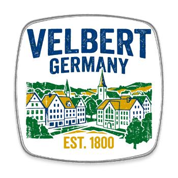 Velbert Germany Skyline Vintage Est 1800 - Square fridge magnet - white - Front