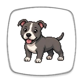 Pitbull mignon – Chien rétro en pixel art - Magnet carré - blanc - Devant