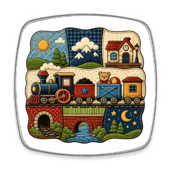 Children's Train Landscape Motif - Square fridge magnet - white - Front