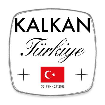 Kalkan Tuerkei Koordinaten Reise Souvenir - Viereckiger Kühlschrankmagnet - Weiß - Vorne