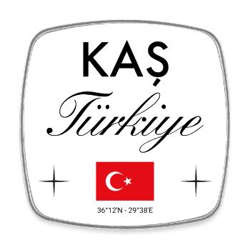 Kas Türkei Koordinaten Reise Souvenir - Viereckiger Kühlschrankmagnet - Weiß - Vorne