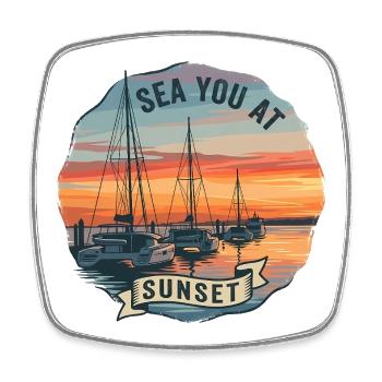 Sails at sunset - Square fridge magnet - white - Front
