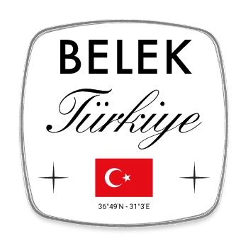Belek Türkei Koordinaten Reise Souvenir - Viereckiger Kühlschrankmagnet - Weiß - Vorne