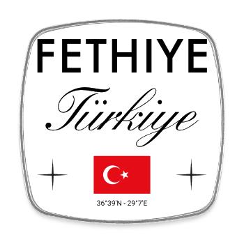 Fethiye Türkei Koordinaten Reise Souvenir - Viereckiger Kühlschrankmagnet - Weiß - Vorne