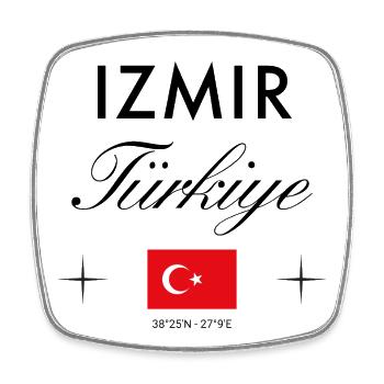 Izmir Turkei Koordinaten Reise Souvenir - Viereckiger Kühlschrankmagnet - Weiß - Vorne