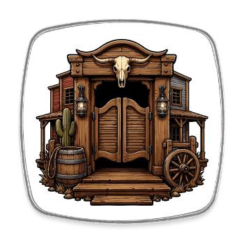 Western Skull Saloon - Square fridge magnet - white - Front