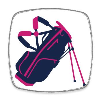Icône du sac de golf pour l’équipement - Magnet carré - blanc - Devant