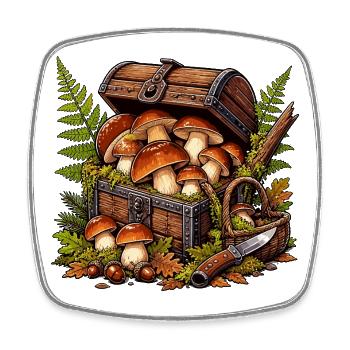 Coffre au trésor aux champignons de la forêt - Magnet carré - blanc - Devant