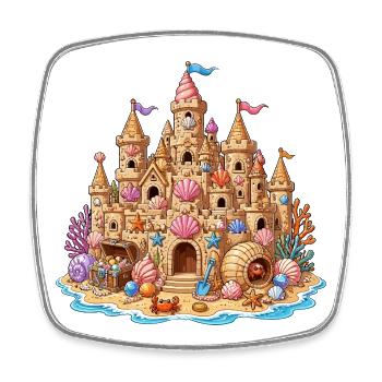 Coquillages de château de sable côtiers - Magnet carré - blanc - Devant