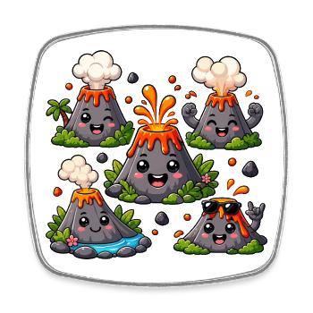 Fun volcanoes with lava delights - Square fridge magnet - white - Front