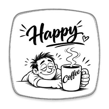 Le café te rend heureux - Magnet carré - blanc - Devant