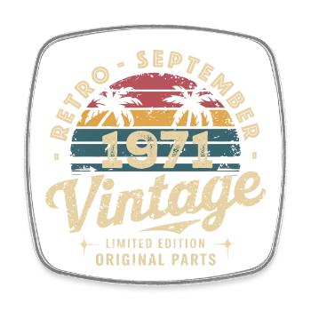 Vintage September 1971 Limited Edition September - Square fridge magnet - white - Front