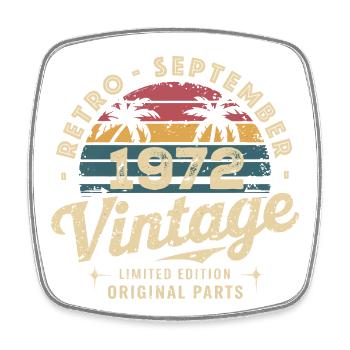 Vintage September 1972 Limited Edition September - Viereckiger Kühlschrankmagnet - Weiß - Vorne