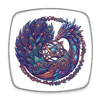 Cosmic Phoenix in the Circle of the Stars - Square fridge magnet - white - Front