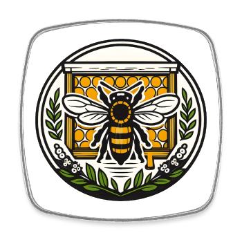 Bee Emblems Honeycomb - Square fridge magnet - white - Front