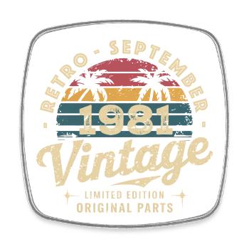 Vintage September 1981 Limited Edition September - Viereckiger Kühlschrankmagnet - Weiß - Vorne