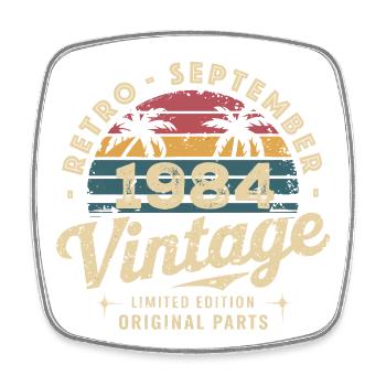Vintage September 1984 Limited Edition September - Viereckiger Kühlschrankmagnet - Weiß - Vorne