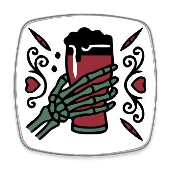Skelett Hand Bier Logo - Viereckiger Kühlschrankmagnet - Weiß - Vorne