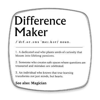 Difference Maker Lehrer-Geschenkschule - Viereckiger Kühlschrankmagnet - Weiß - Vorne
