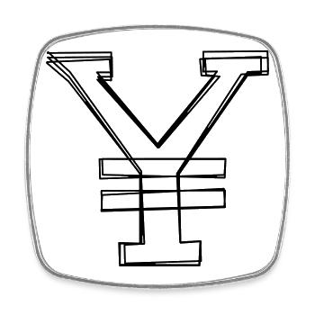 Yenzeichen handgezeichnet - Viereckiger Kühlschrankmagnet - Weiß - Vorne