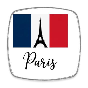 Paris Tricolore & Eiffelturm-Silhouette - Viereckiger Kühlschrankmagnet - Weiß - Vorne