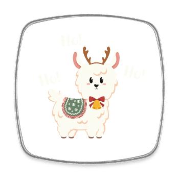 Weihnachtslama mit Glocke - Viereckiger Kühlschrankmagnet - Weiß - Vorne