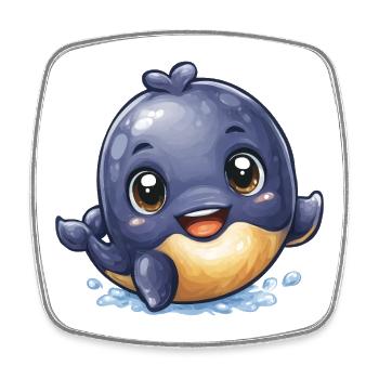 Kuschelbaby Wal im Wasserspiel - Viereckiger Kühlschrankmagnet - Weiß - Vorne