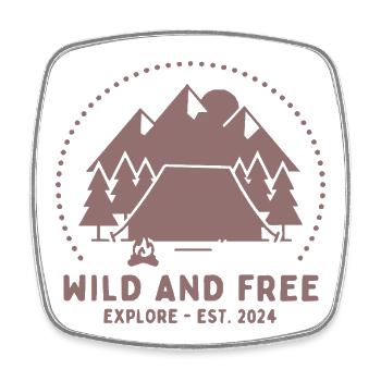 Wild und Frei Bergcamping - Viereckiger Kühlschrankmagnet - Weiß - Vorne