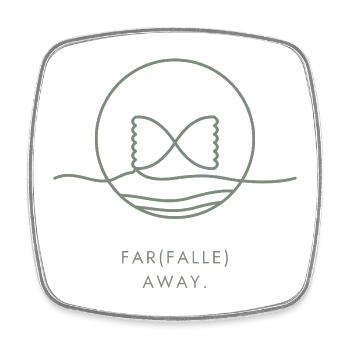 Pasta Lover Geschenk – Weit entfernte Linienzeichnung - Viereckiger Kühlschrankmagnet - Weiß - Vorne