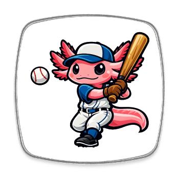Axolotl beim Baseball – Süßes Sportmotiv - Viereckiger Kühlschrankmagnet - Weiß - Vorne