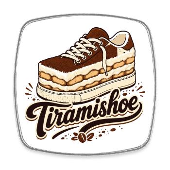 Tiramishoe, Lustiges Coffee & Tiramisu Design - Viereckiger Kühlschrankmagnet - Weiß - Vorne