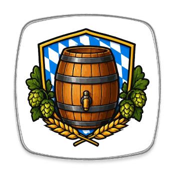 Bierfass Schild Bayerisch - Viereckiger Kühlschrankmagnet - Weiß - Vorne