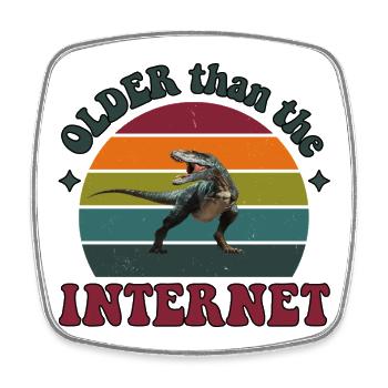 Older than the Internet - Dino Sunset - Viereckiger Kühlschrankmagnet - Weiß - Vorne