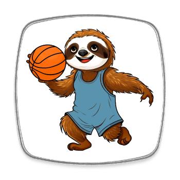 Faultiere Basketball - Viereckiger Kühlschrankmagnet - Weiß - Vorne