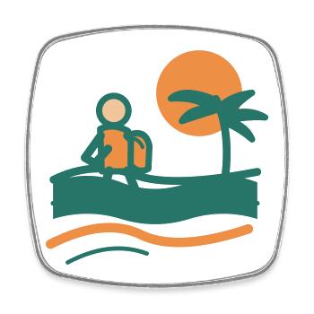 Backpacker am Palmenstrand - Viereckiger Kühlschrankmagnet - Weiß - Vorne