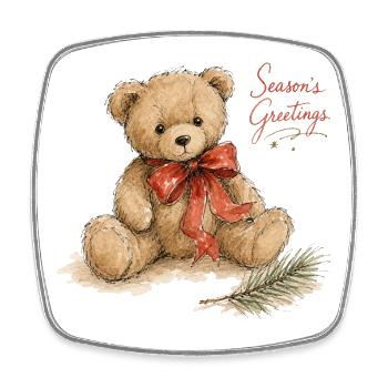 Aquarell Weihnachtsteddybär - Viereckiger Kühlschrankmagnet - Weiß - Vorne