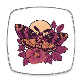 Schädelmotten-Mond-Floral - Viereckiger Kühlschrankmagnet - Weiß - Vorne