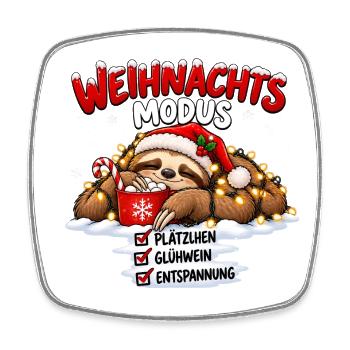 Weihnachtsmodus – Plätzchen Glühwein Entspannung - Viereckiger Kühlschrankmagnet - Weiß - Vorne