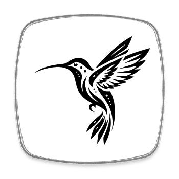 Schwarzer Kolibri Minimalistisch - Viereckiger Kühlschrankmagnet - Weiß - Vorne