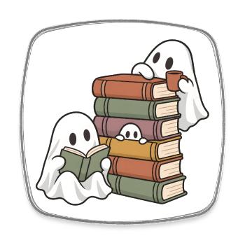 Büchergeister - Viereckiger Kühlschrankmagnet - Weiß - Vorne