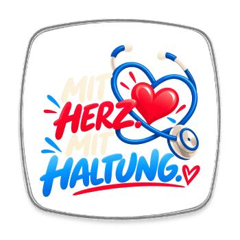 Mit Herz Mit Haltung - Viereckiger Kühlschrankmagnet - Weiß - Vorne