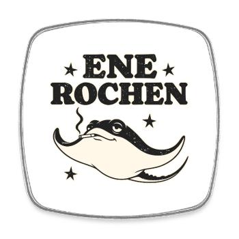 Rochen mit Pfeife im Retrolook - Viereckiger Kühlschrankmagnet - Weiß - Vorne
