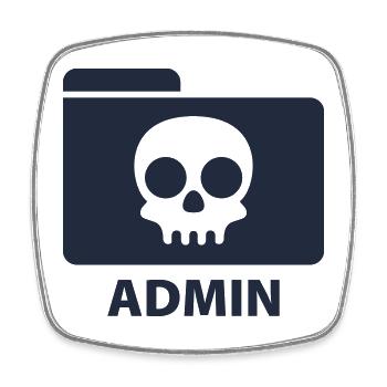 Admin | Icon | Skull | Totenkopf - Magnet carré - blanc - Devant