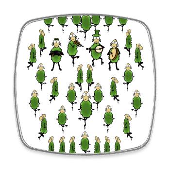 dancing sheep with music band - Square fridge magnet - white - Front