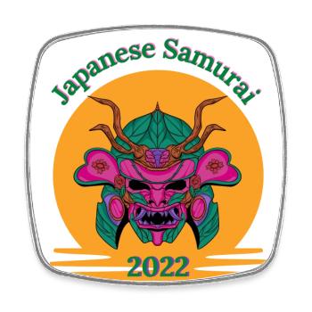Japanese Samurai_2022 - Square fridge magnet - white - Front