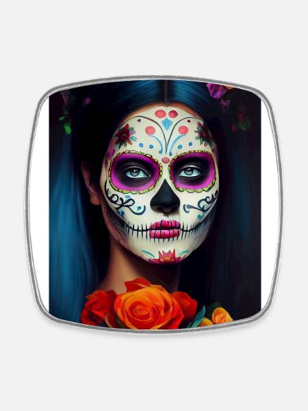 Dia de los muertos, Jour de la mort - Magnet carré - blanc