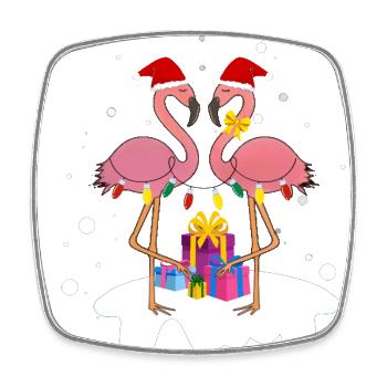 Flamingo-Weihnachten. Weihnachtsgeschenk - Viereckiger Kühlschrankmagnet - Weiß - Vorne